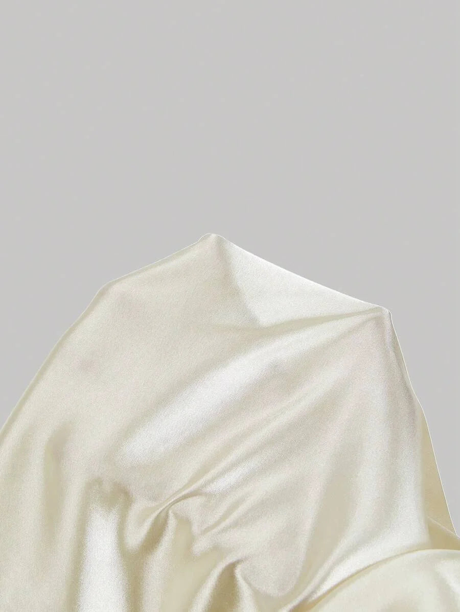 Apricot Draped Collar Satin Trumpet Sleeve Crop Top Vintage Party Formal Top Fall Women Clothes Corpse