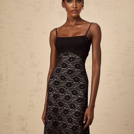 April Black Floral Maxi Dress
