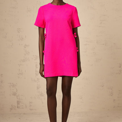 April Fuchsia Pink Mini Dress with Bowknot Detailing