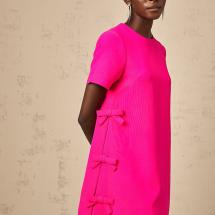 April Fuchsia Pink Mini Dress with Bowknot Detailing
