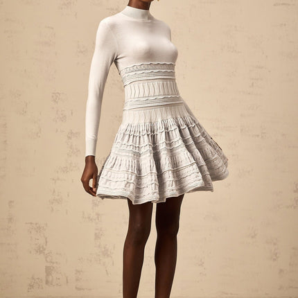 April Grey Wool Blend Ribbed Knit Mini Dress