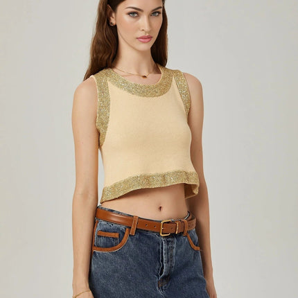 April Yellow Sequined Vest Top