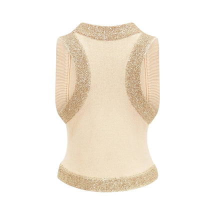 April Yellow Sequined Vest Top