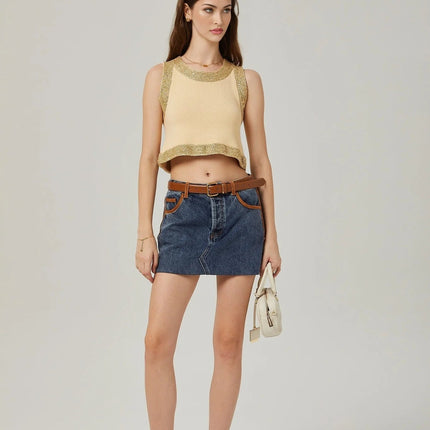 April Yellow Sequined Vest Top