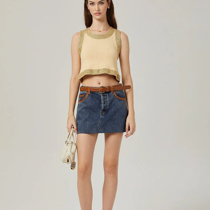 April Yellow Sequined Vest Top