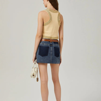 April Yellow Sequined Vest Top