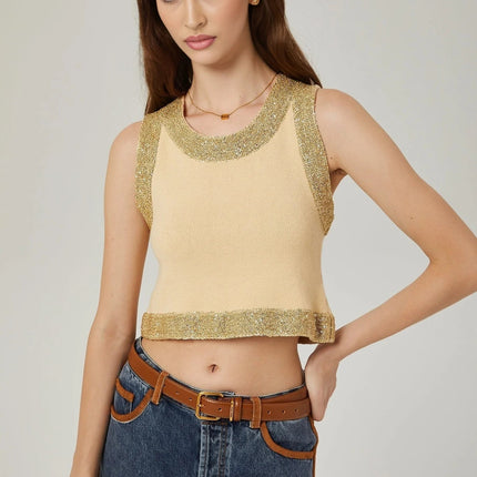 April Yellow Sequined Vest Top