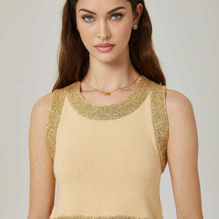 April Yellow Sequined Vest Top