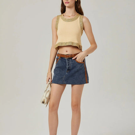 April Yellow Sequined Vest Top