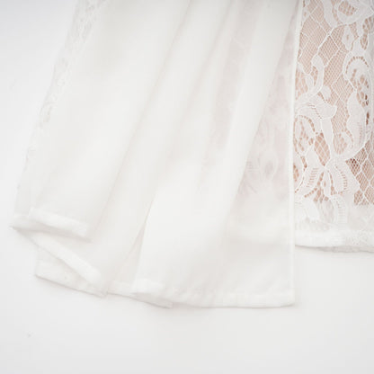 Arantxa white lace pleated maxi dress