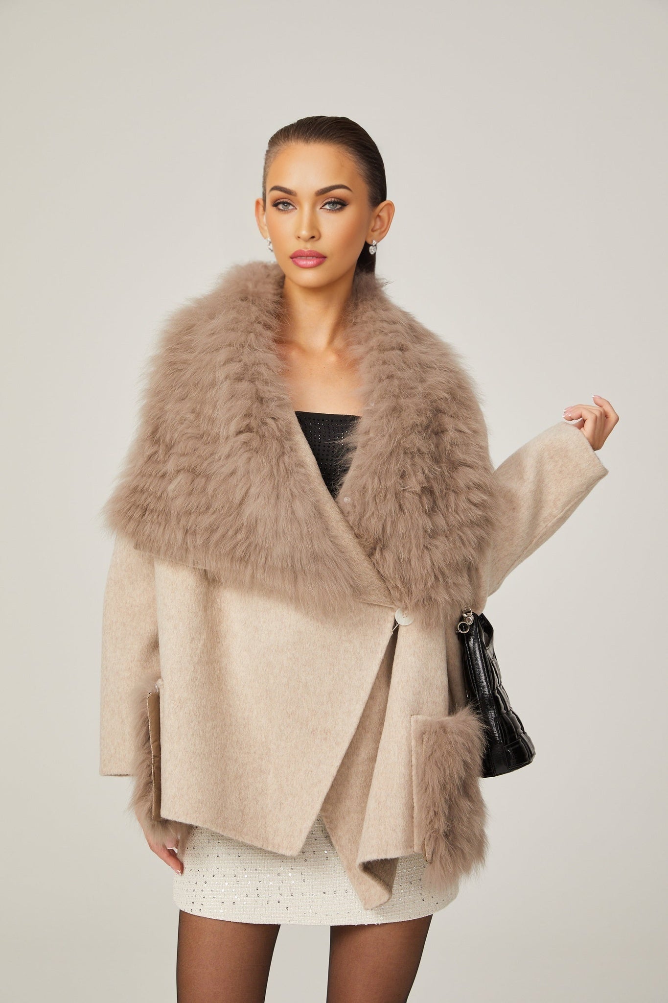 Arantxa wool fur oversized jacket