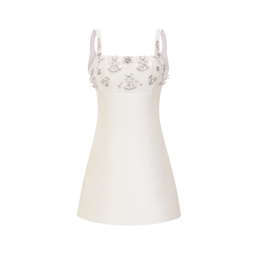 Maisie Mini Dress Crystal Embellished Square Neck Sparkle Jacqueline van Hoef