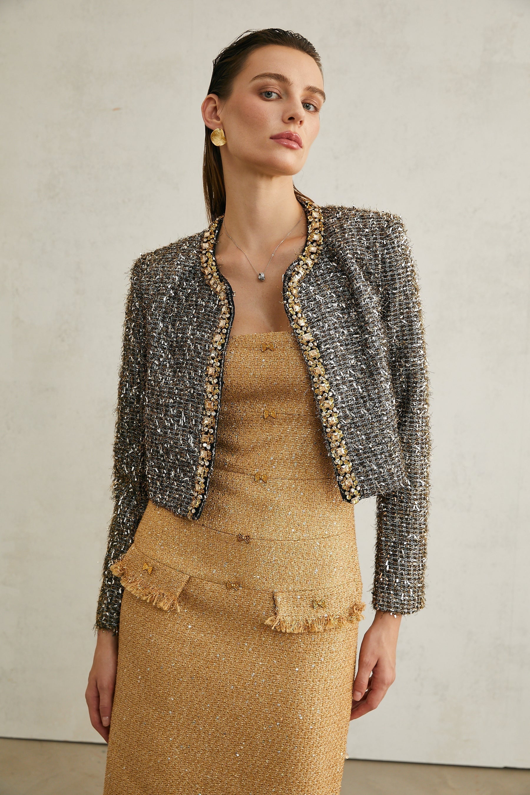Ariane crystalembellished fringe jacket