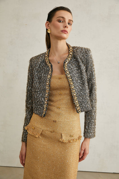 Ariane crystalembellished fringe jacket