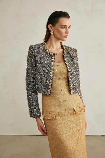 Ariane crystalembellished fringe jacket