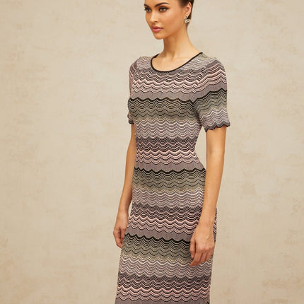 Arianna Pink Crochet Knit Maxi Dress