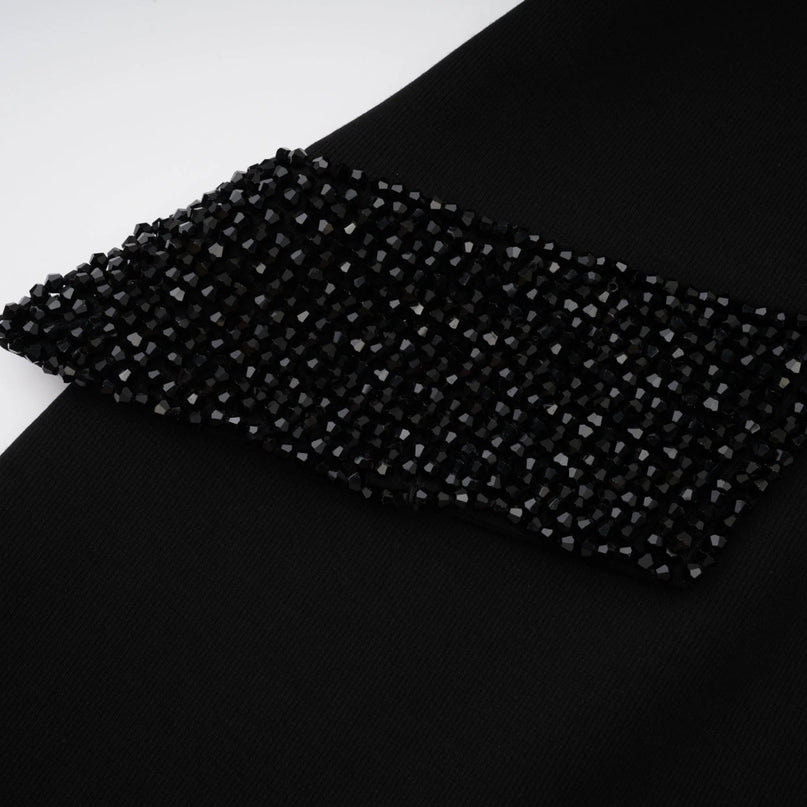 Ariella Black Long Sleeved Dress With Crystal Embellishment