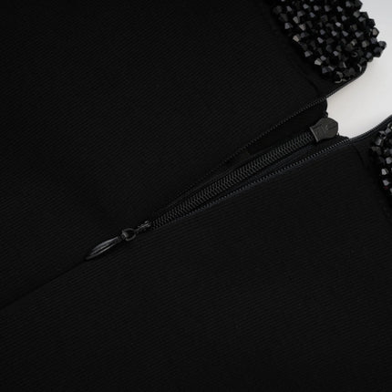 Ariella Black Long Sleeved Dress With Crystal Embellishment