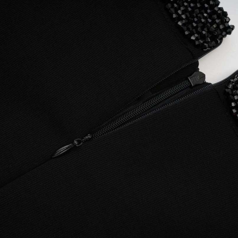 Ariella Black Long Sleeved Dress With Crystal Embellishment