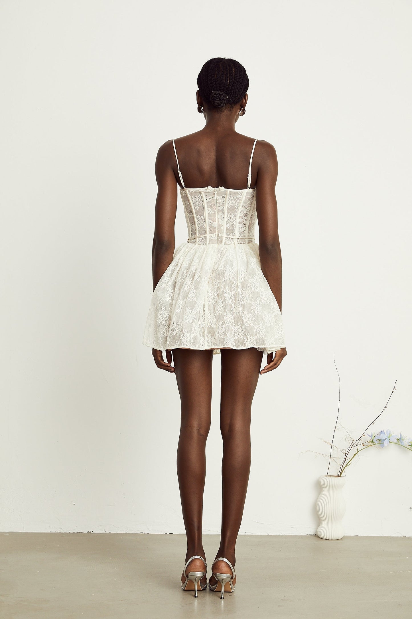 Armelle white florallace corset mini dress