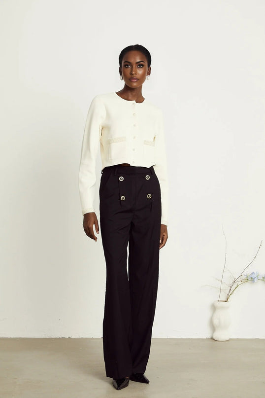 Artemide Beige Faux-Pearl Embellished Cardigan