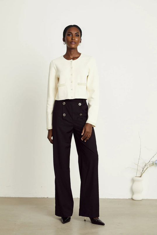 Artemide Beige Faux-Pearl Embellished Cardigan