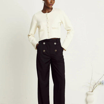 Artemide Beige Faux-Pearl Embellished Cardigan with Button Fastening and Patch Pockets