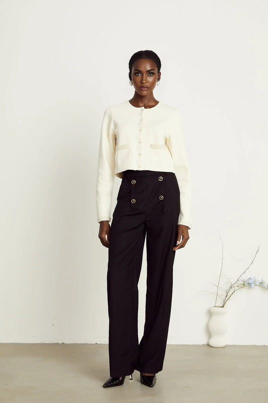 Artemide Beige Faux-Pearl Embellished Cardigan