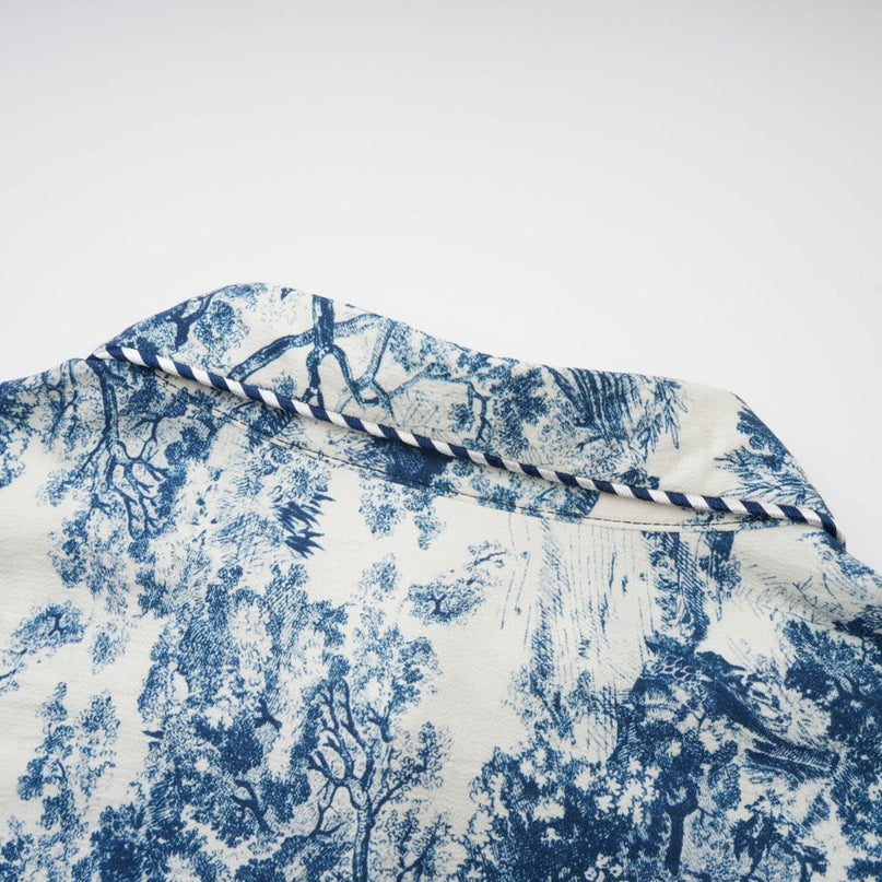 Artemide Blue and White Graphic Print Midi Dress
