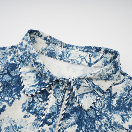 Artemide Blue and White Graphic Print Midi Dress