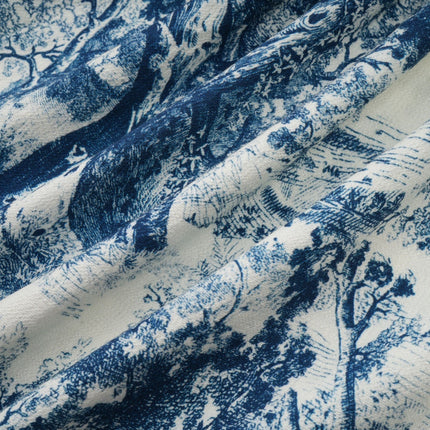 Artemide Blue and White Graphic Print Midi Dress with Belt Loops and Tied Waist