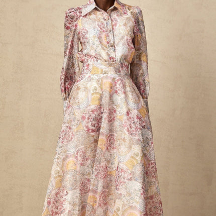 Artemide Pink Shirt Skirt Matching Set Pattern Print Luxury Ensemble