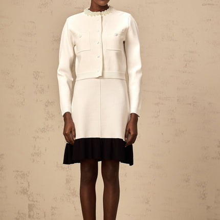 Artemide White Knitted Cardigan with Faux Pearl Embellishments