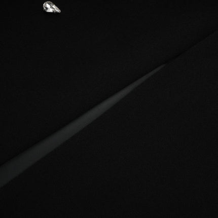 Ashley Black Crystal Embellished Maxi Dress with Shoulder Pads and Rear Slit