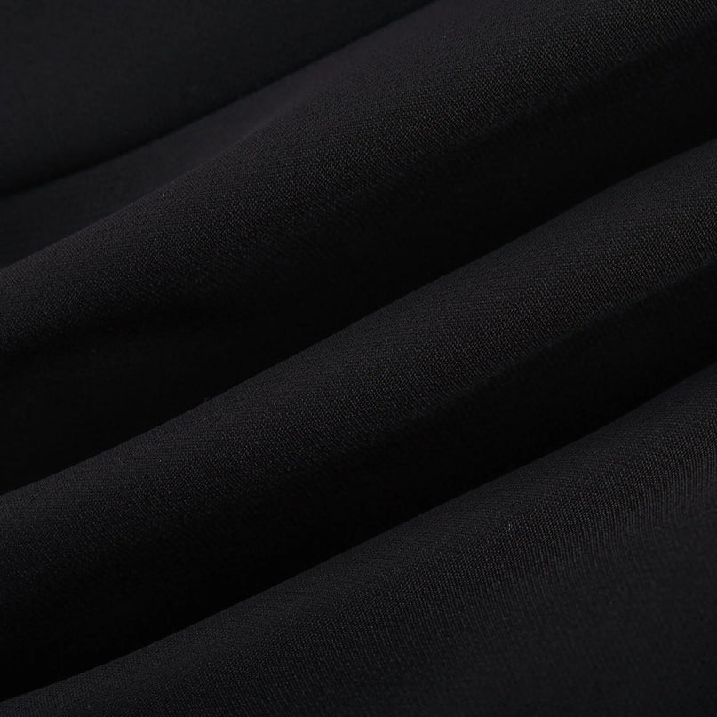 Assuntina Black Mini Dress Faux Flower Embellishments Straight Hem Acetate Fiber Luxury Fashion Soirée Special Event