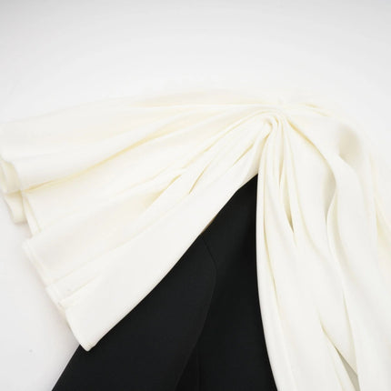 Assuntina Black One-Shoulder Mini Dress with Asymmetric Pleated Detailing