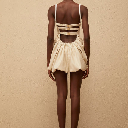 Assuntina Mini Dress Neutrals Corset Ruched Thigh Length