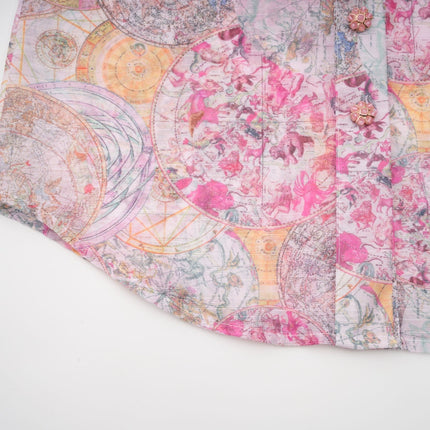 Assuntina Pink Shirt and Skirt Set in Mesmerizing Pattern Print