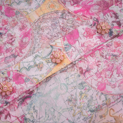 Assuntina Pink Shirt Skirt Set in Mesmerizing Pattern Print