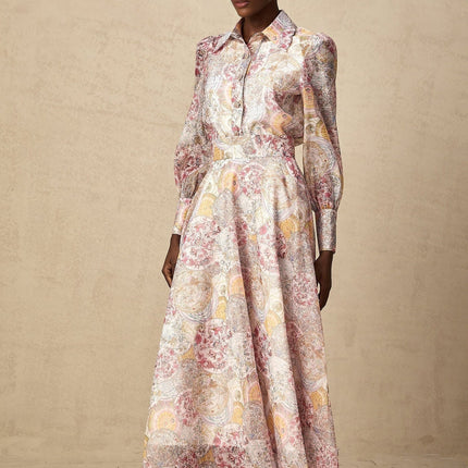 Assuntina Pink Shirt Skirt Set Pattern Print