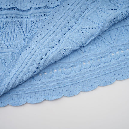 Aubree Blue Crochet Knit Midi Dress