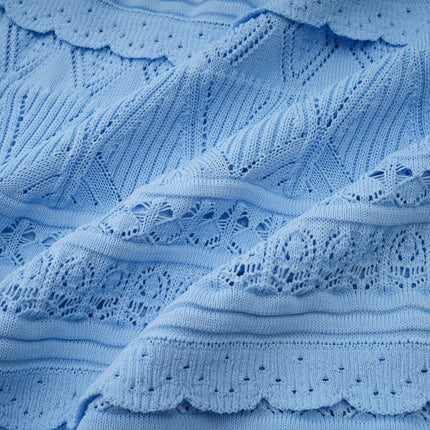 Aubree Blue Crochet Knit Midi Dress