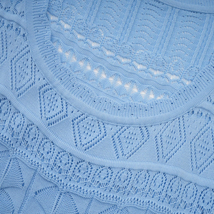 Aubree Blue Crochet Knit Midi Dress