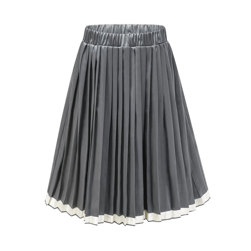 Aubrey Grey Color Blocked Pleated Skirt