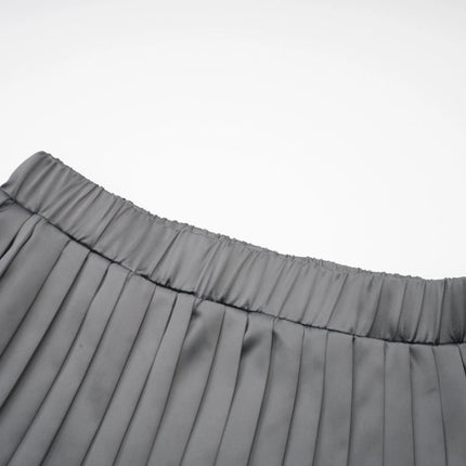 Aubrey Grey Color Blocked Pleated Skirt