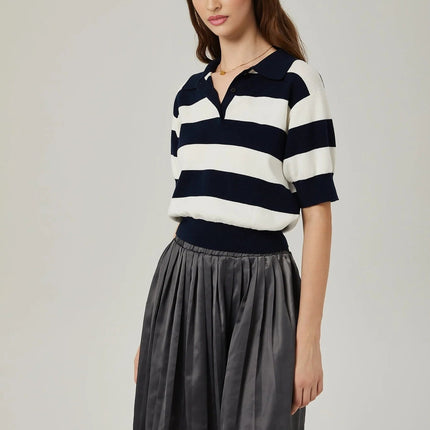 Aubrey Grey Color Blocked Pleated Skirt