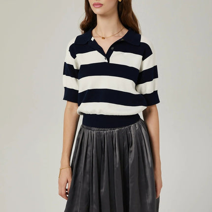 Aubrey Grey Color Blocked Pleated Skirt