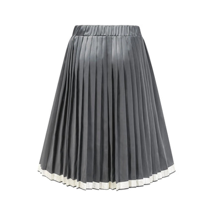 Aubrey Grey Color Blocked Pleated Skirt