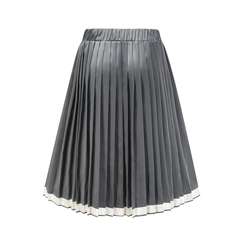 Aubrey Grey Color Blocked Pleated Skirt
