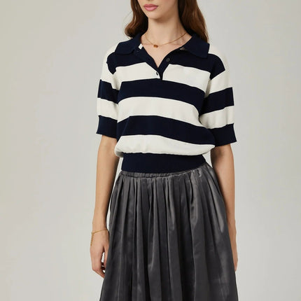 Aubrey Grey Color Blocked Pleated Skirt
